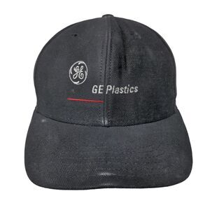 GE Plastics Snapback Hat Black One Size Adjustable Embroidered 6 Panel